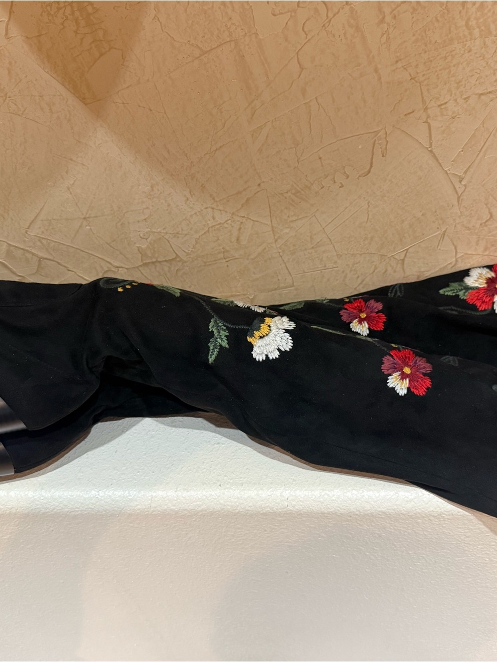Sam Edelman Vena Black
Floral Embroidered Suede
Over The Knee Boots - Picture 4 of 5